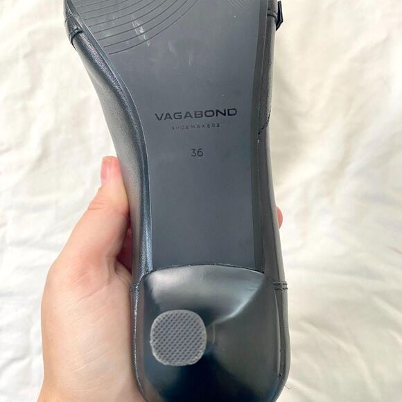 NEW Black Silver Vagabond Lykke 90s Style Leather Buckled Kitten Heels US 6 - Picture 6 of 8